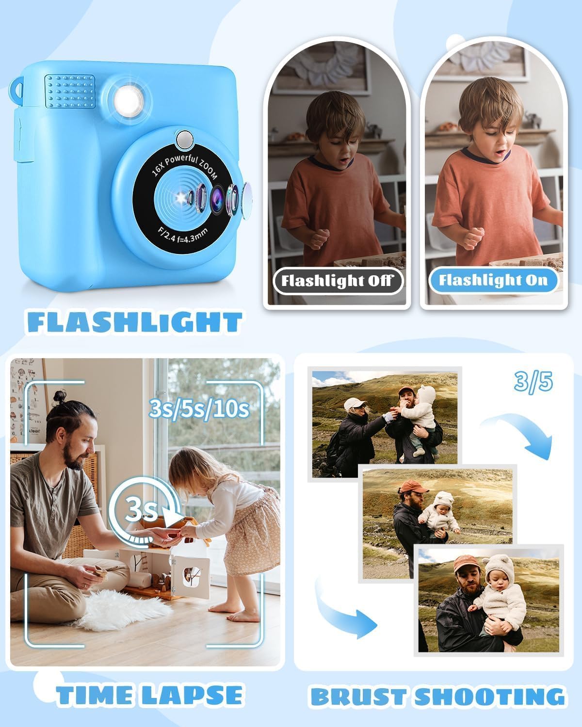 Instant Print Camera and Digital Video Recorder for Kids Birthday Holiday Gifts - 10