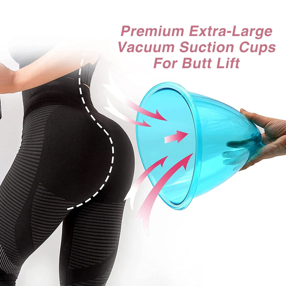 Vacuum Suction Cups and Buttock Massage Enhancer for Body Sculpting Sessions
