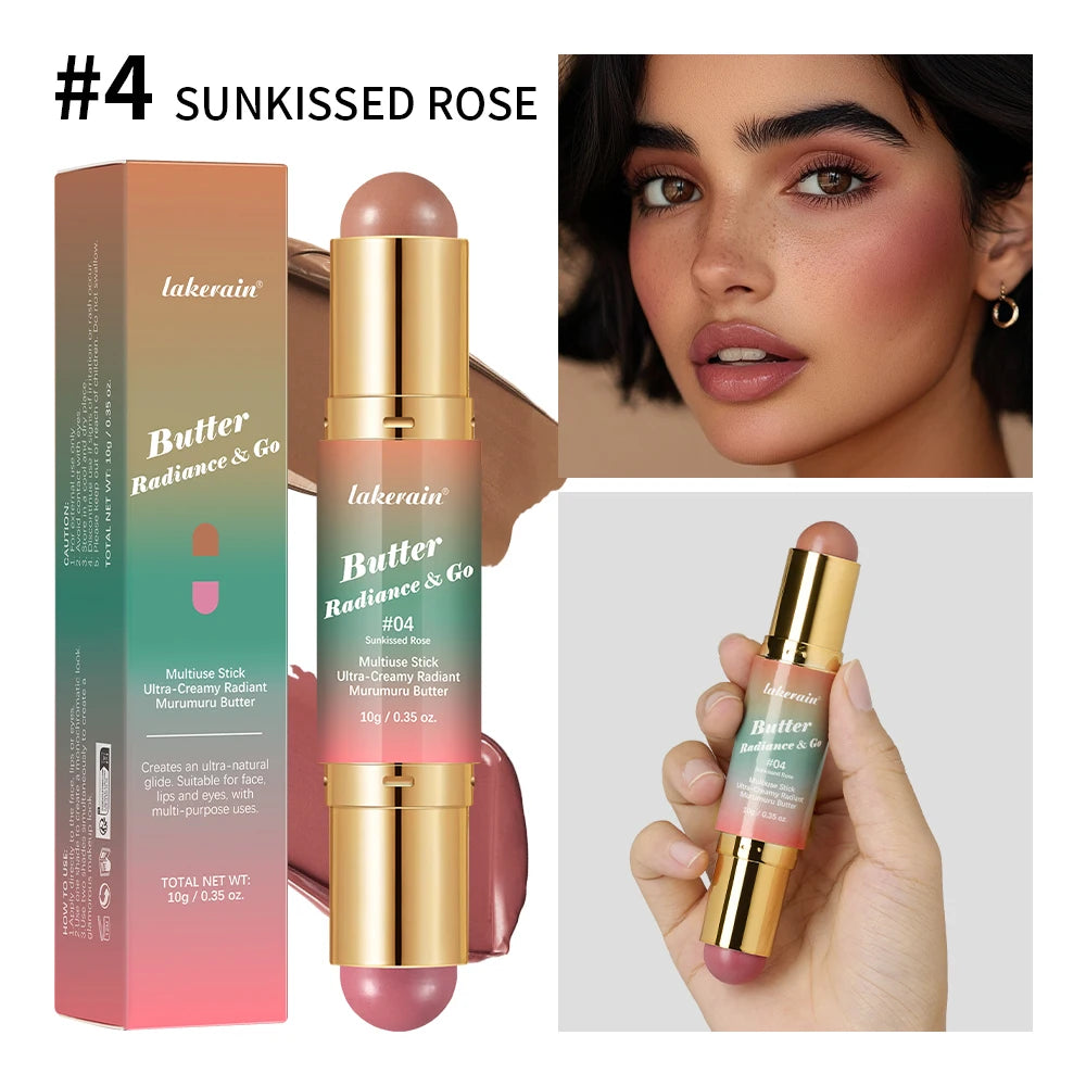 Double Headed Bronzer and Blush Stick for Quick Makeup Routines and Face Contouring