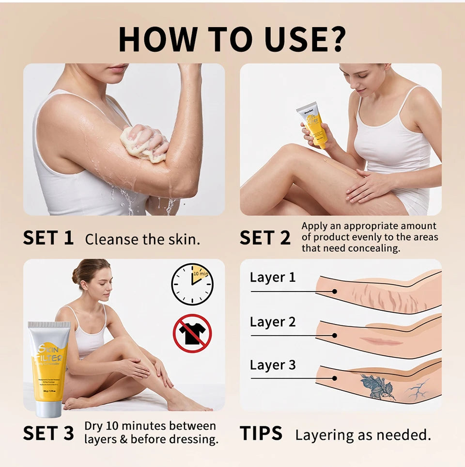 Body Concealer and Full Coverage Foundation for Flawless Skin and Tattoos - 15