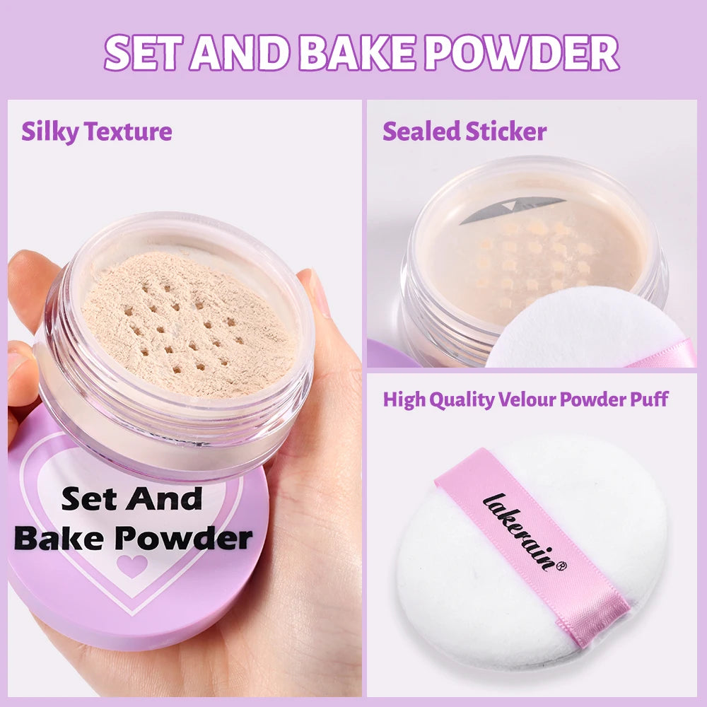 Loose Baking Powder and Translucent Setting Powder for Long Lasting Matte Makeup