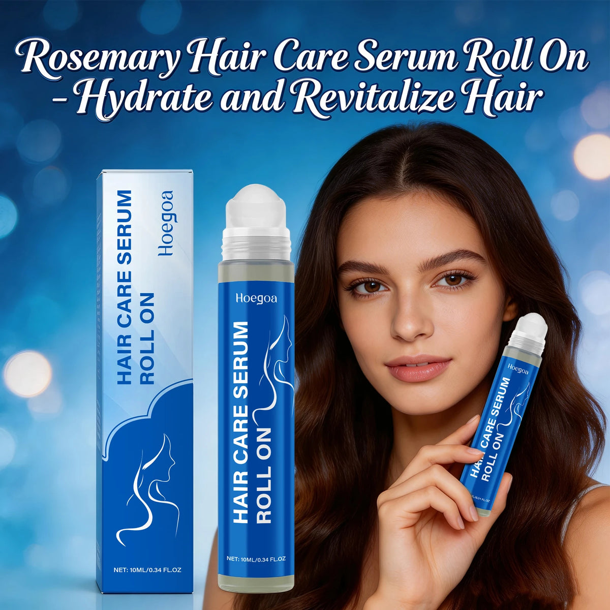 Rosemary Hair Serum and Scalp Roller for Thicker Fuller Hair Growth Routine