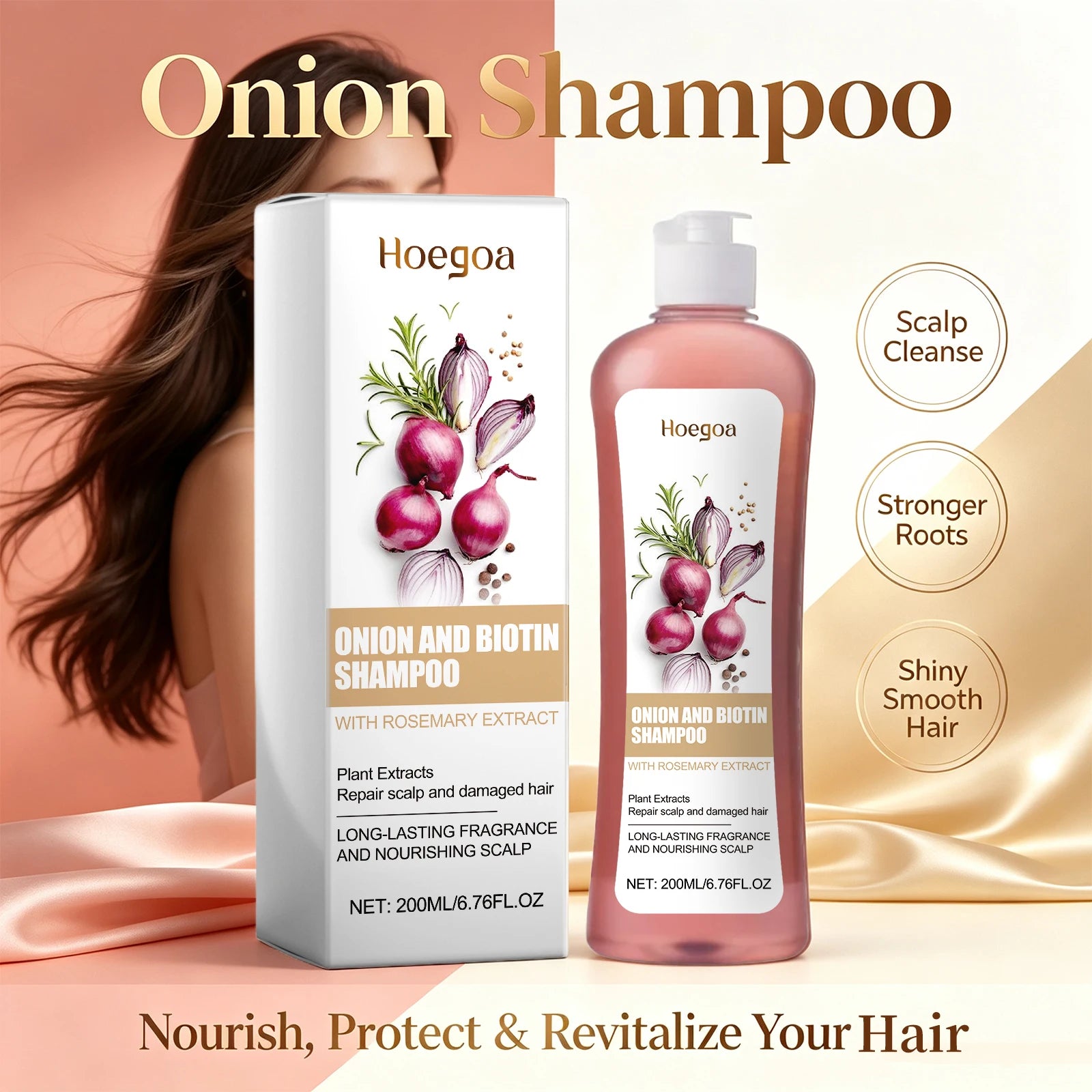 Onion and Biotin Shampoo and Hair Repair Cleanser for Damaged Hair Scalp Care - 2
