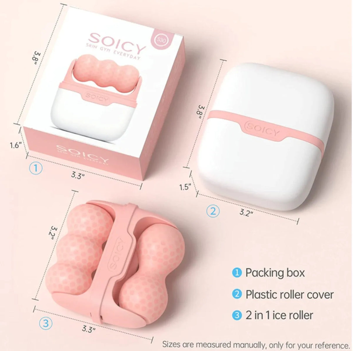 Double Ended Ice Roller and Cold Massage Tool for Face and Body Skincare