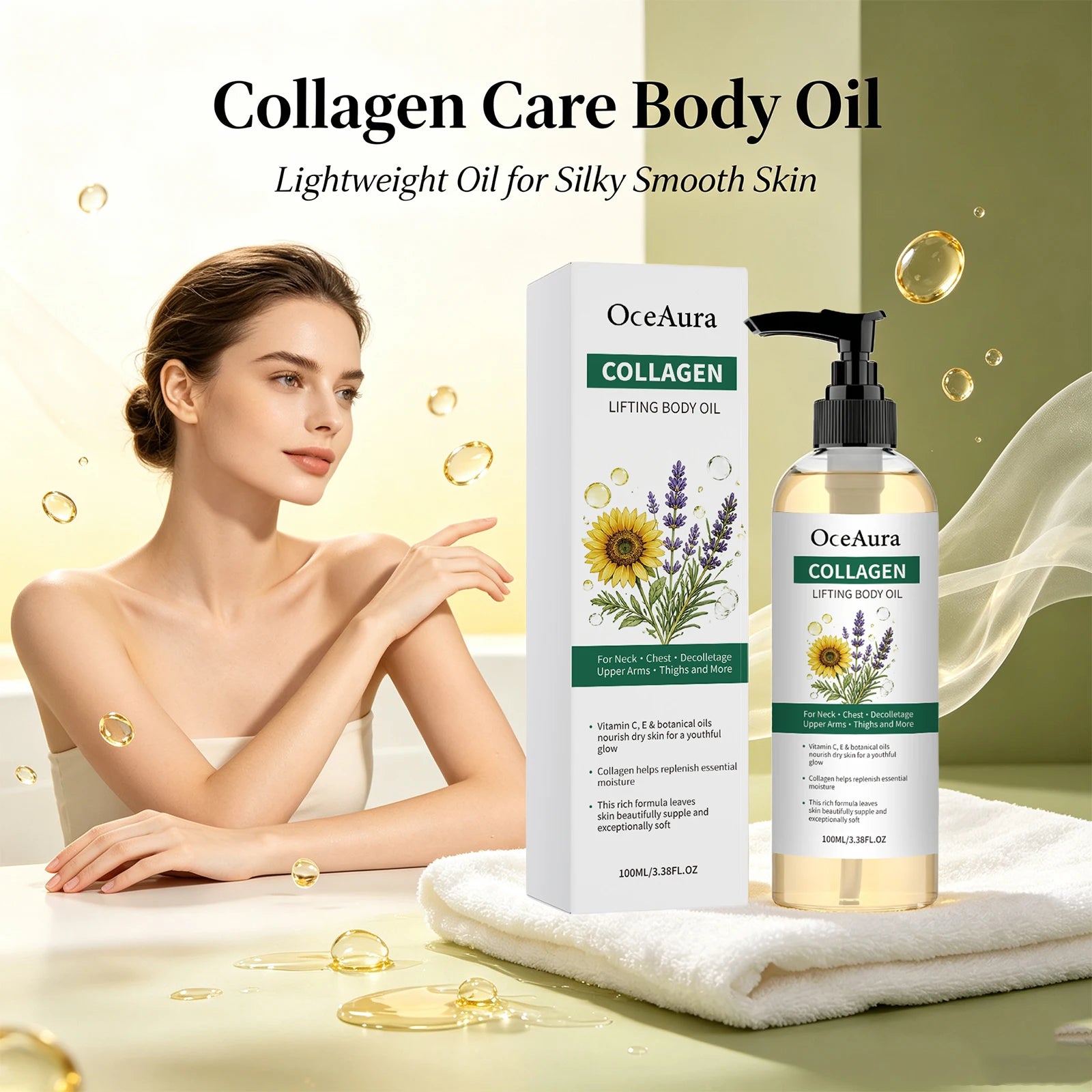 Collagen Body Oil and Skin Firming Serum for Daily Moisturizing and Hydration - 1
