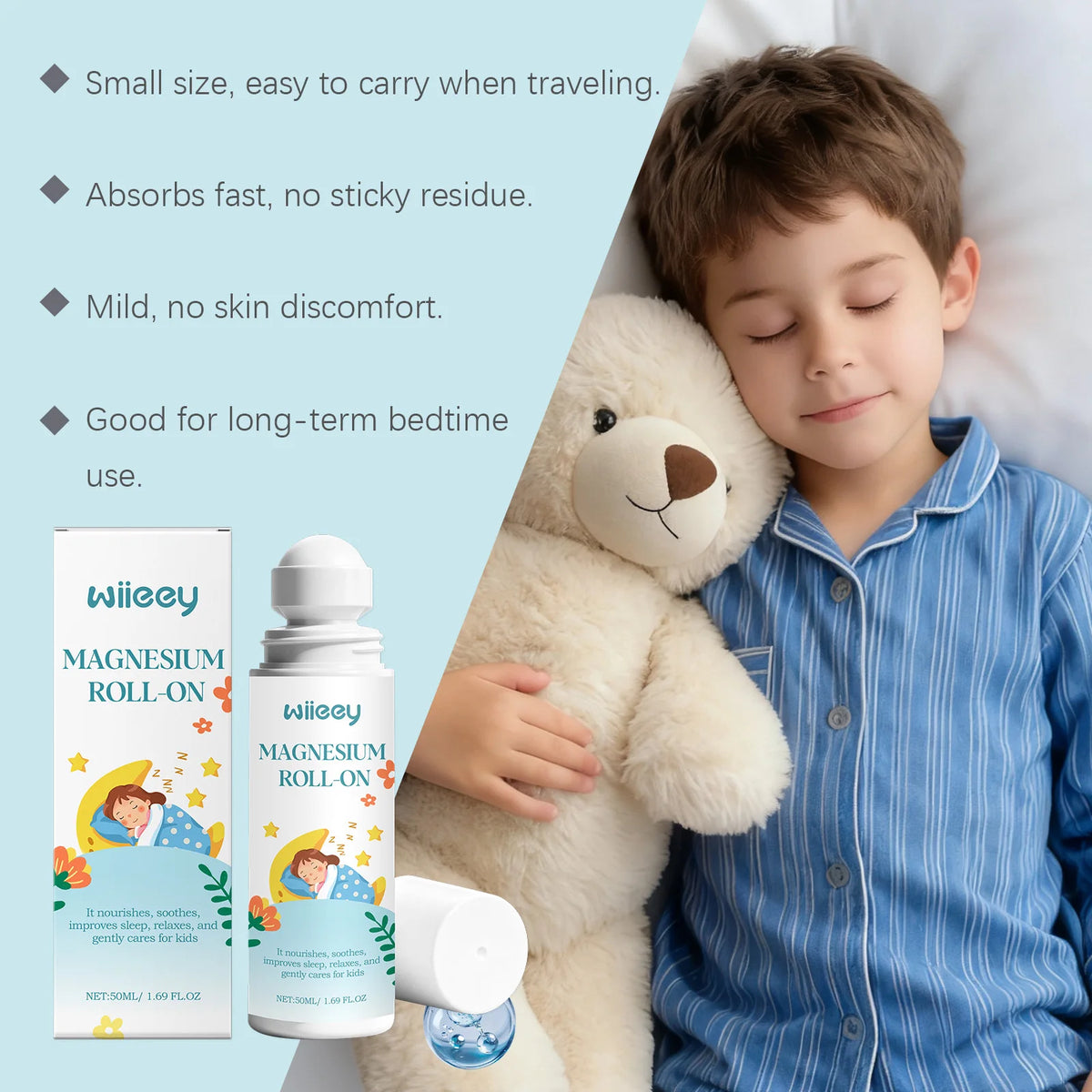 Magnesium Roll On and Sleep Calming Roller for Kids Bedtime Routine Body Relaxation