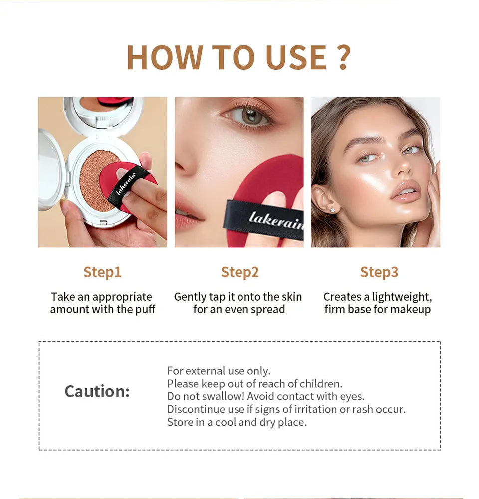 Semi Matte CC Cream Cushion and Long Lasting Foundation for Flawless Face Makeup