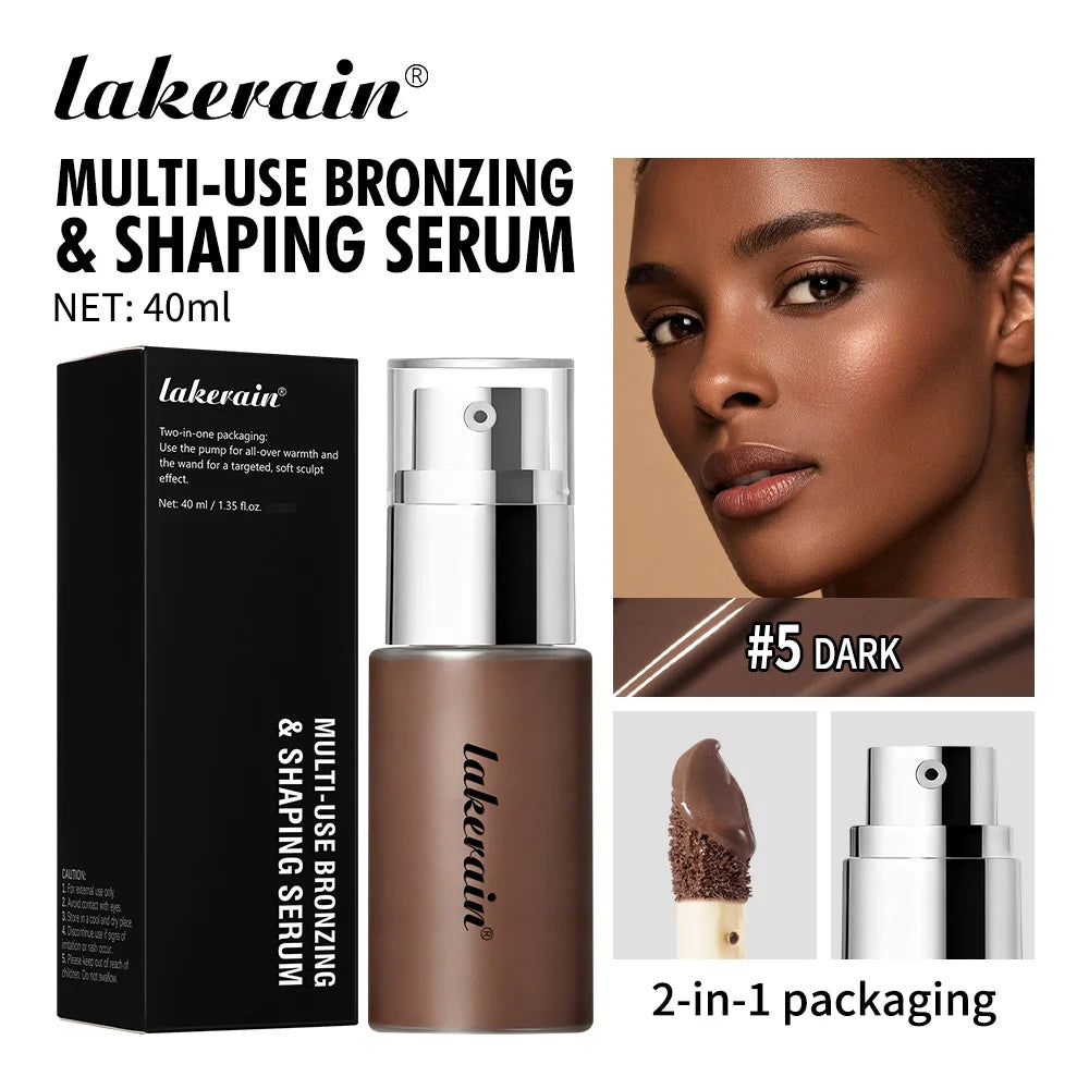 Multi Use Bronzing Serum and Liquid Face Foundation for Daily Makeup and Contouring