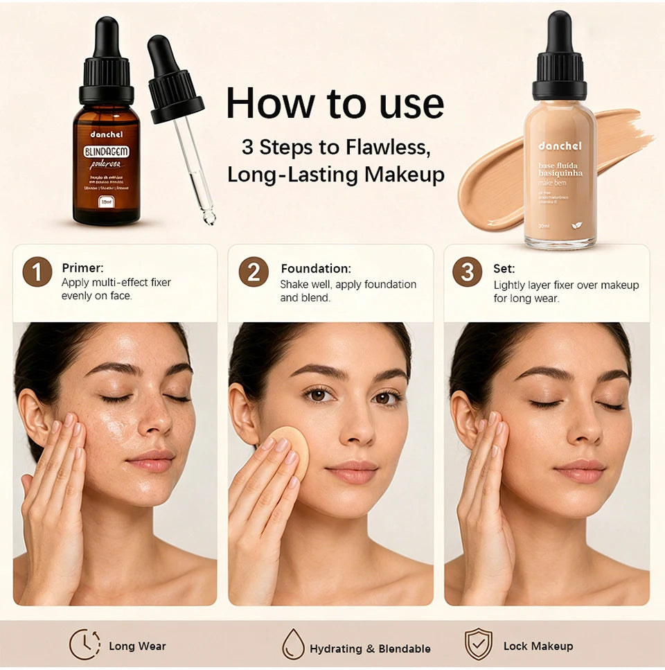 Face Makeup Set and Liquid Foundation Combo for Long Lasting Natural Daily Wear