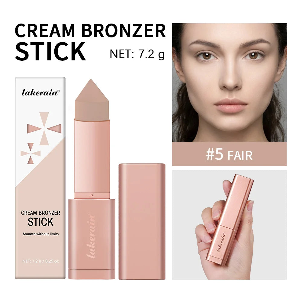 Cream Bronzing Stick and Contour Shaping Makeup for a Natural Sun Kissed Glow