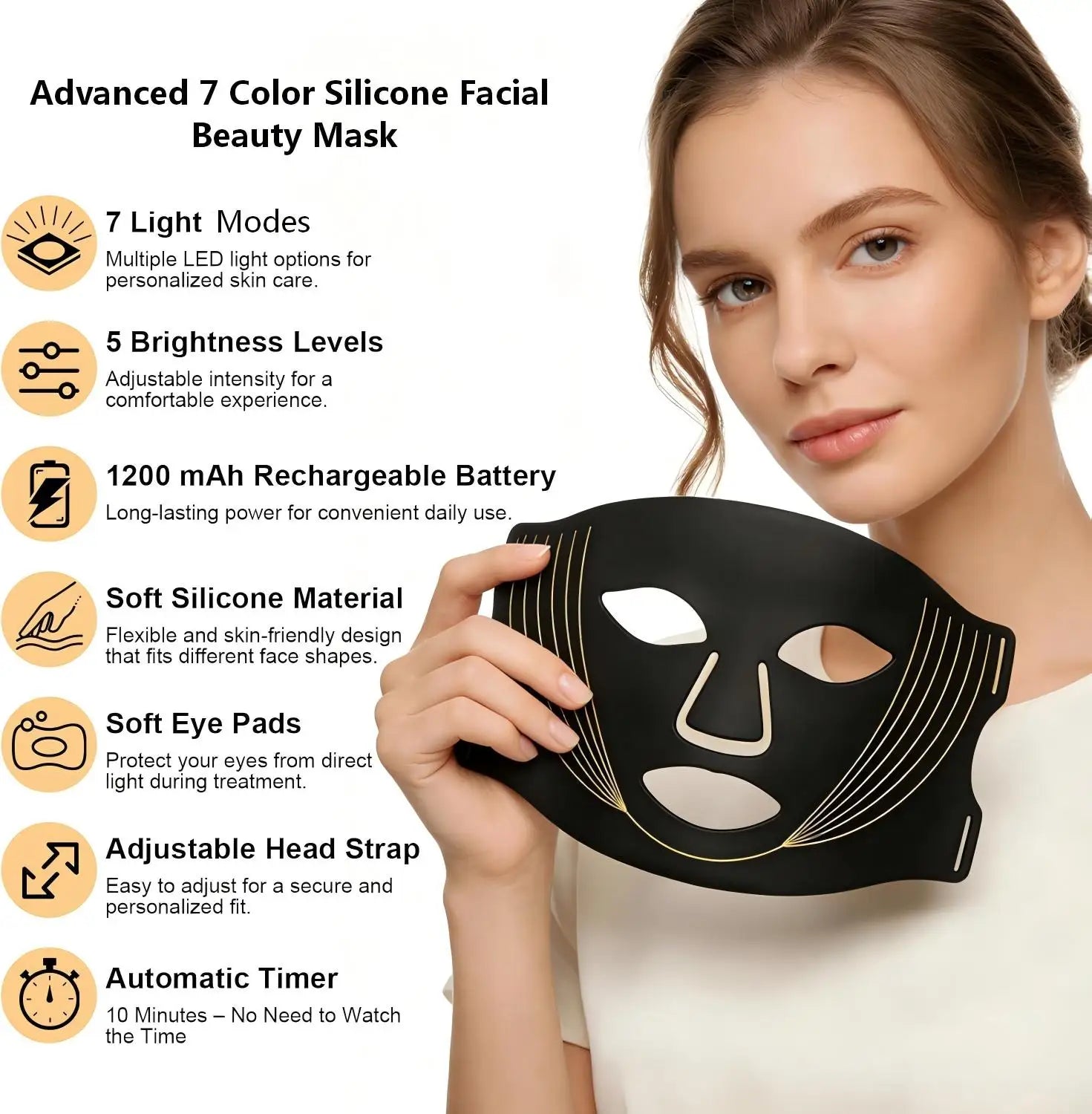 LED Face Mask and Light Therapy Device for Professional Skincare at Home Treatments - 2