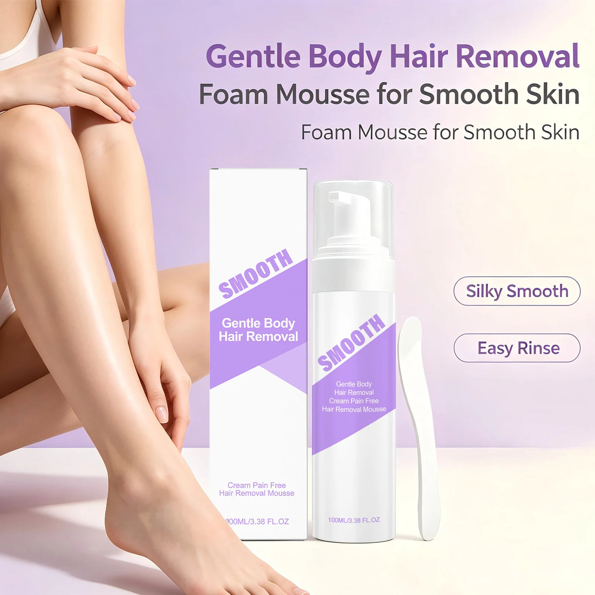Hair Removal Mousse and Depilatory Foam for Painless Body Hair Maintenance