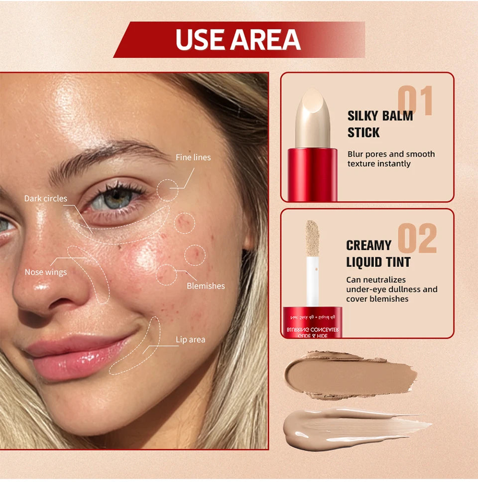 Glide and Hide Blurring Concealer and Full Coverage Foundation for Daily Makeup - 11