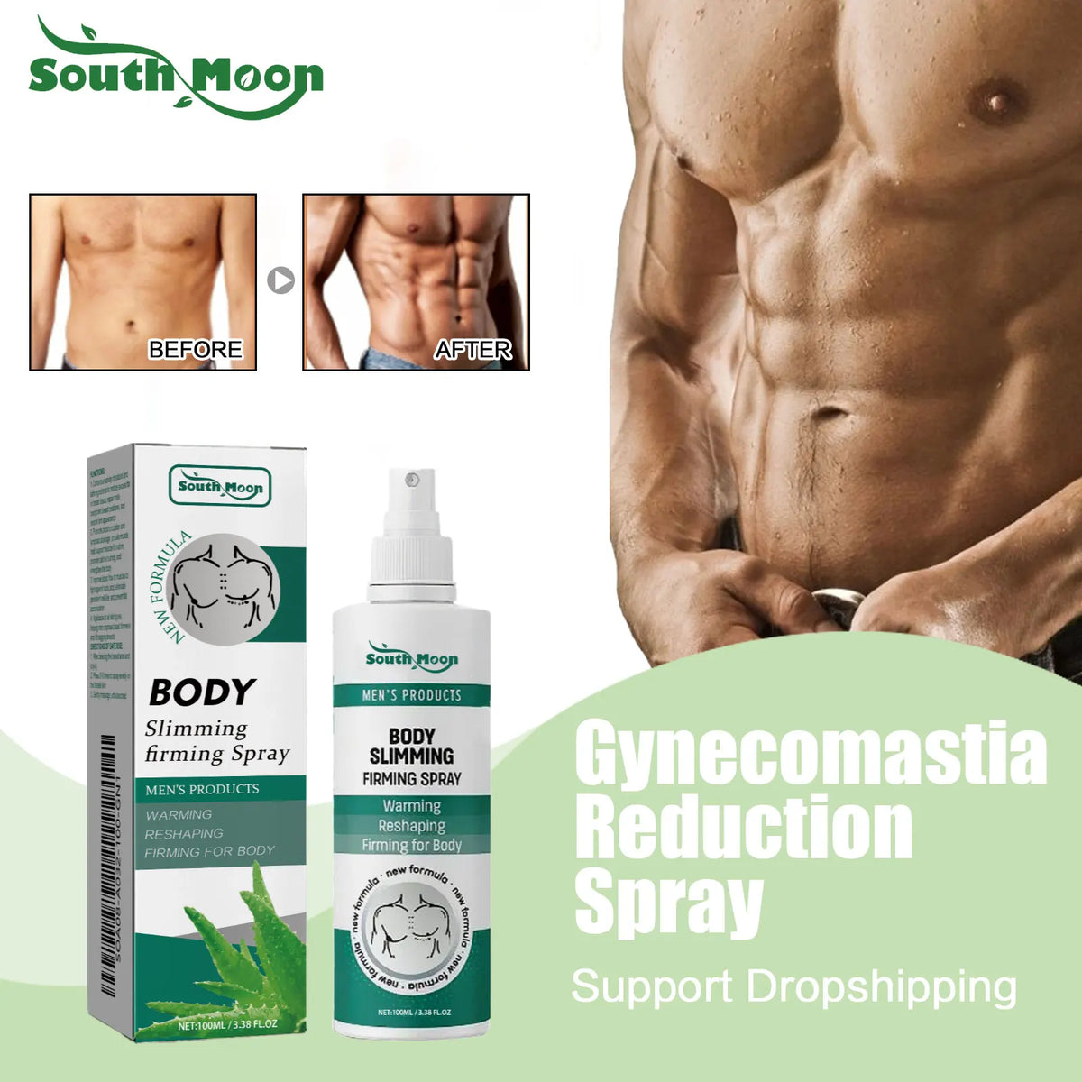 Gynecomastia Removal Spray and Chest Fat Reduction Oil for Men Seeking Muscle Shape