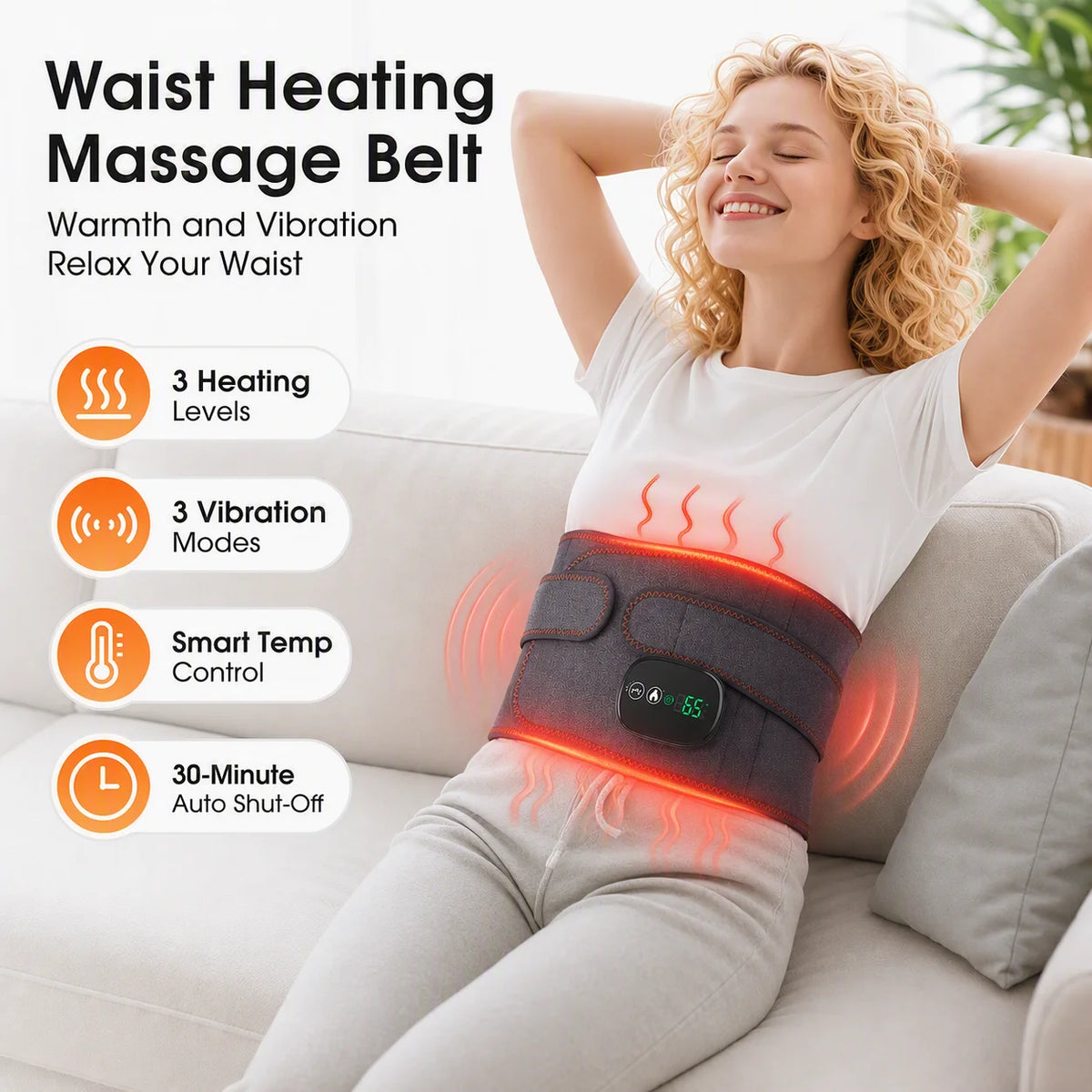 Heated Waist Massager and Vibration Back Support for Daily Relaxation and Comfort