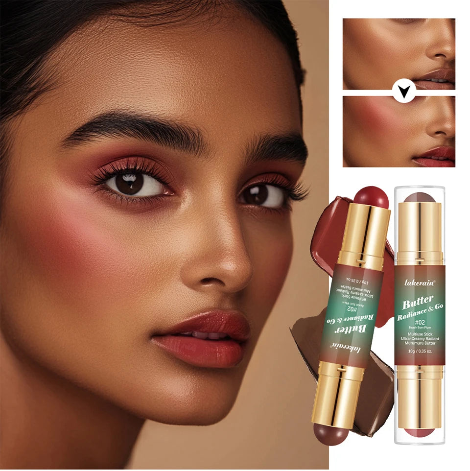 Double Headed Bronzer and Blush Stick for Quick Makeup Routines and Face Contouring - 9