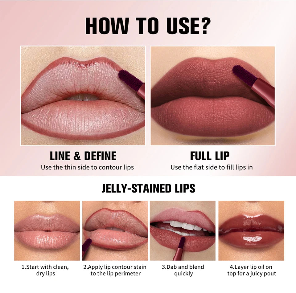 Lip Contour Lip Stain and Long Lasting Liner for Perfect Daily Makeup Looks - 14