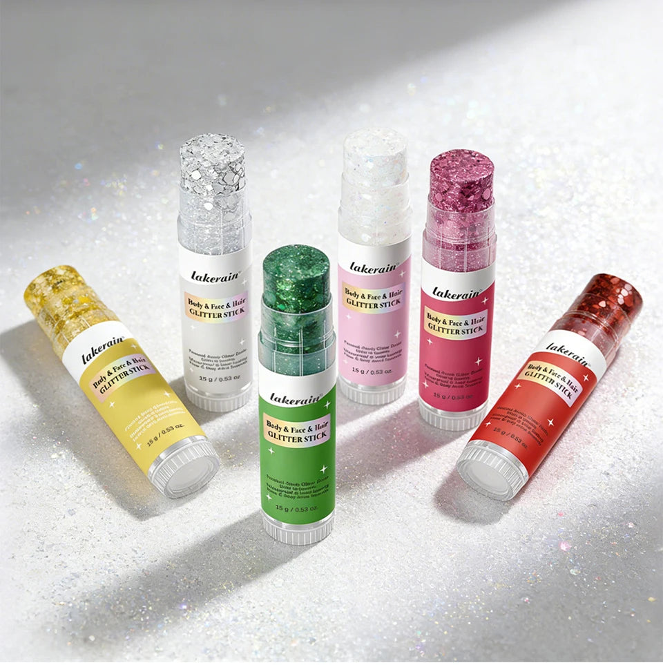 Body Shimmer Stick and Glitter Glow Balm for Festival and Party Makeup Looks