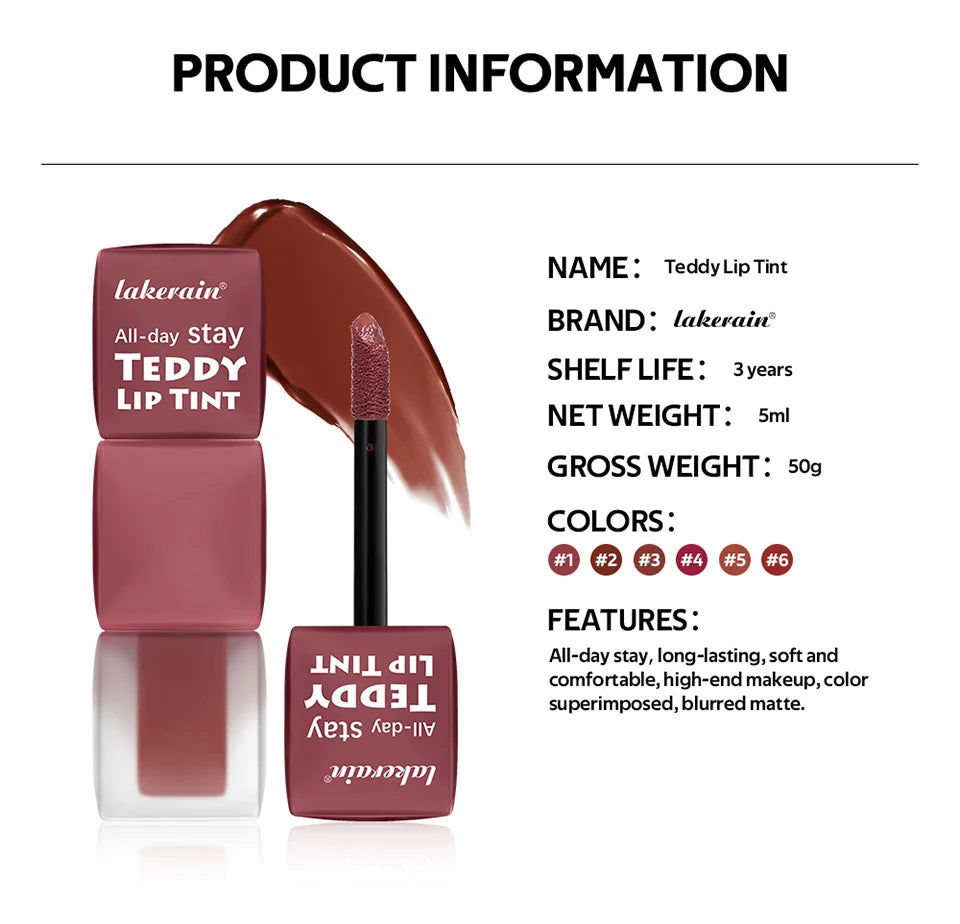 Teddy Lip Tint and Matte Liquid Lipstick for long lasting waterproof natural makeup