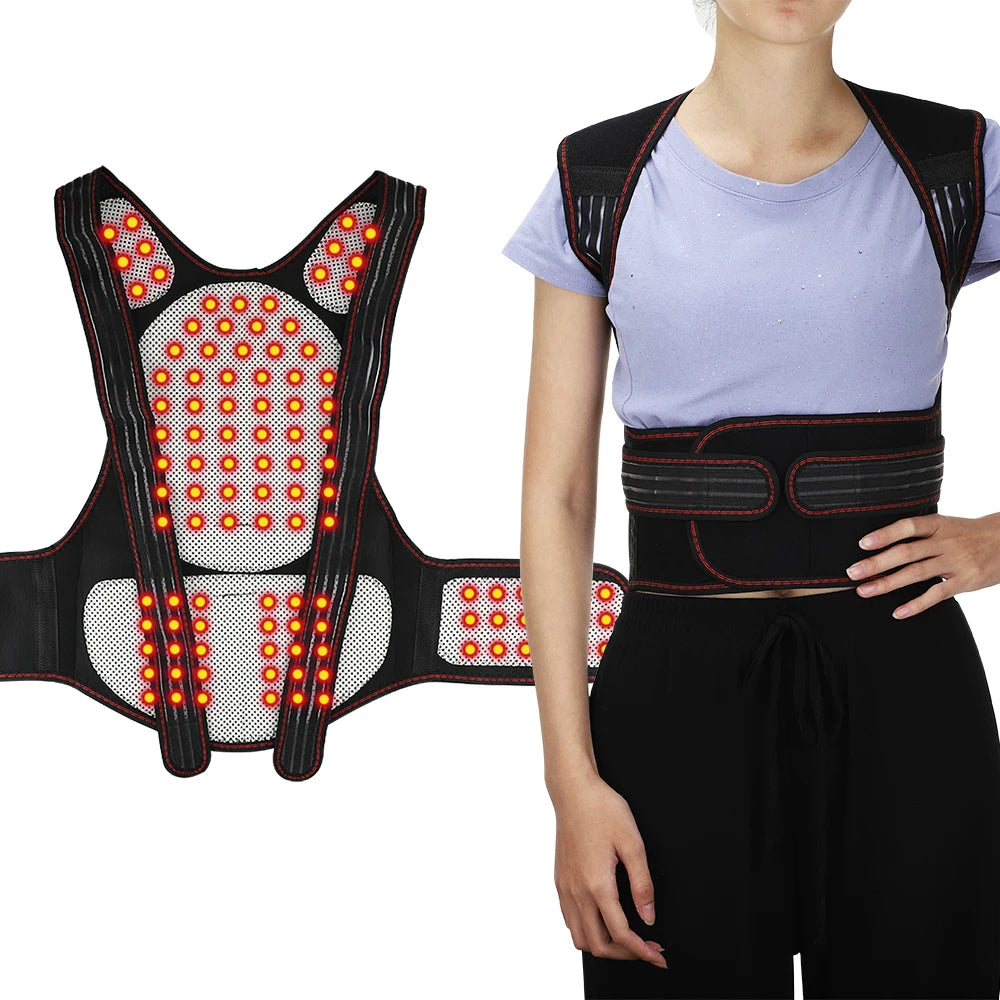 Self Heating Tourmaline Back Brace and Magnetic Posture Support for Relief - 1