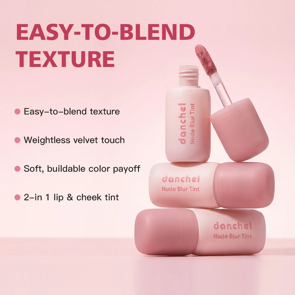 Nude Blurring Lip Tint and Velvet Cheek Blush for a natural everyday look