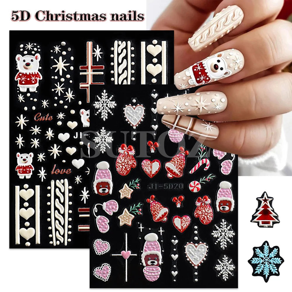 Christmas Nail Stickers and Winter Snowflake Nail Decals for Holiday Art - 8