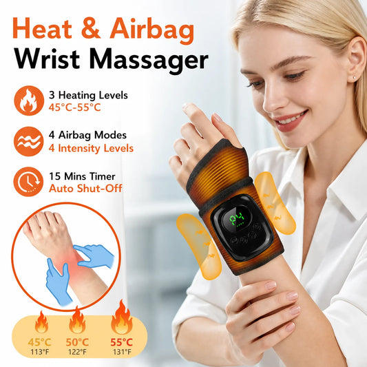 Cordless Wrist Massager and Heated Hand Wrap for Daily Relaxation and Muscle Relief