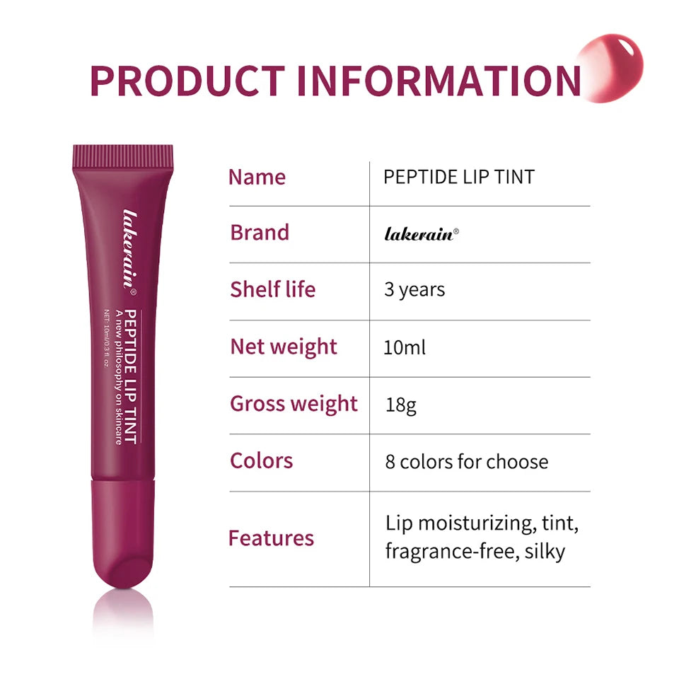 Peptide Lip Tint and Moisturizing Lip Gloss for Daily Hydration and Shine