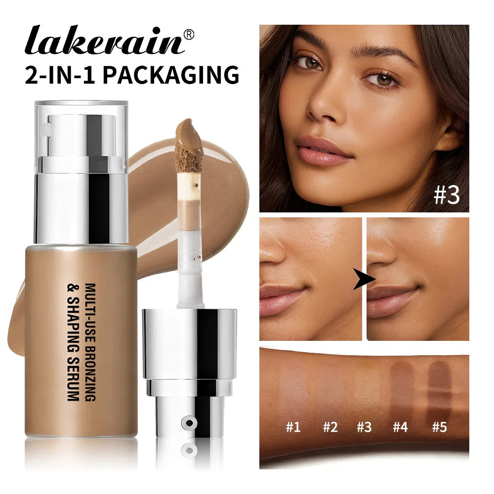 Multi Use Bronzing Serum and Liquid Face Foundation for Daily Makeup Contouring - 1