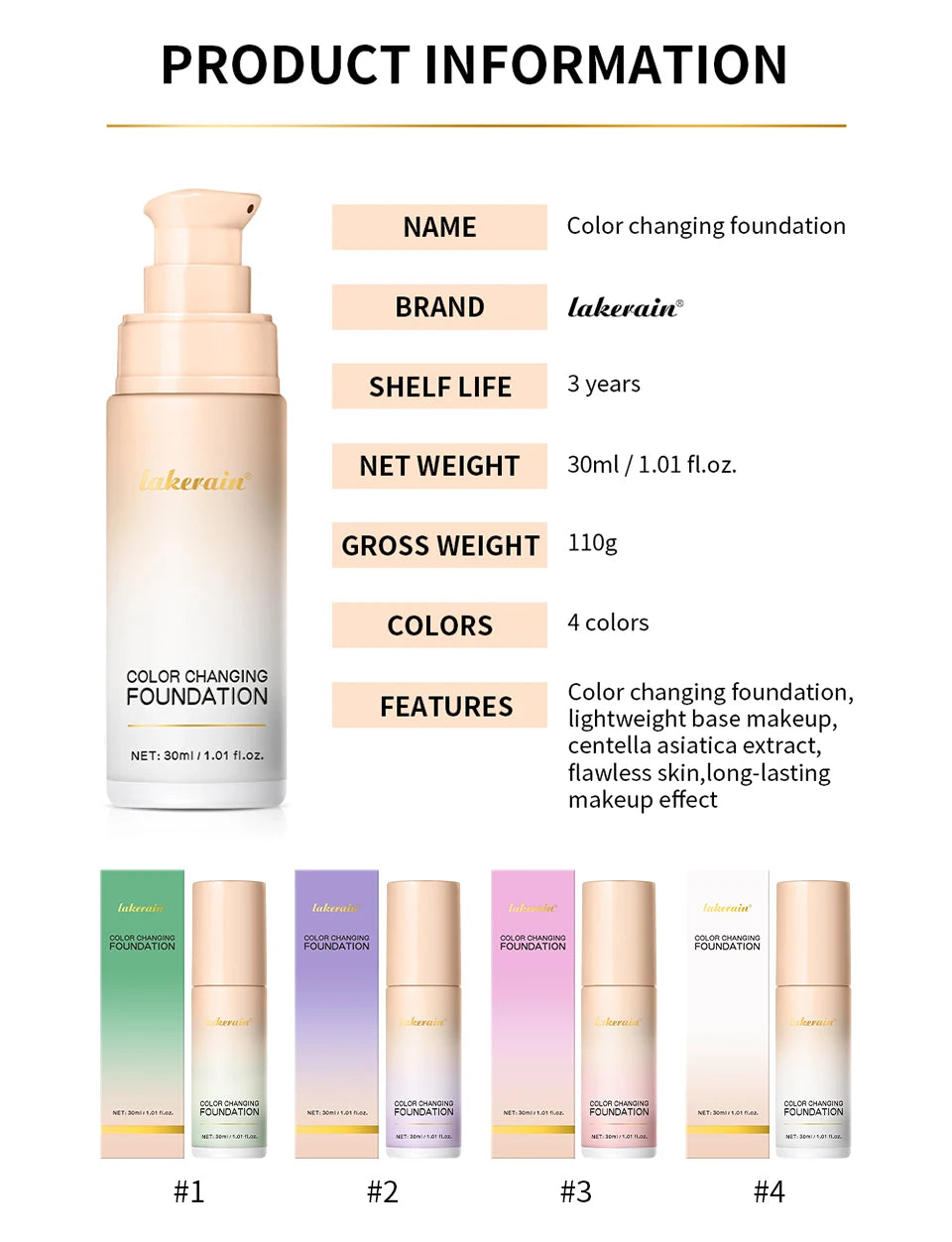 Color Changing Foundation and Liquid Face Concealer for Daily Natural Glowing Makeup - 17