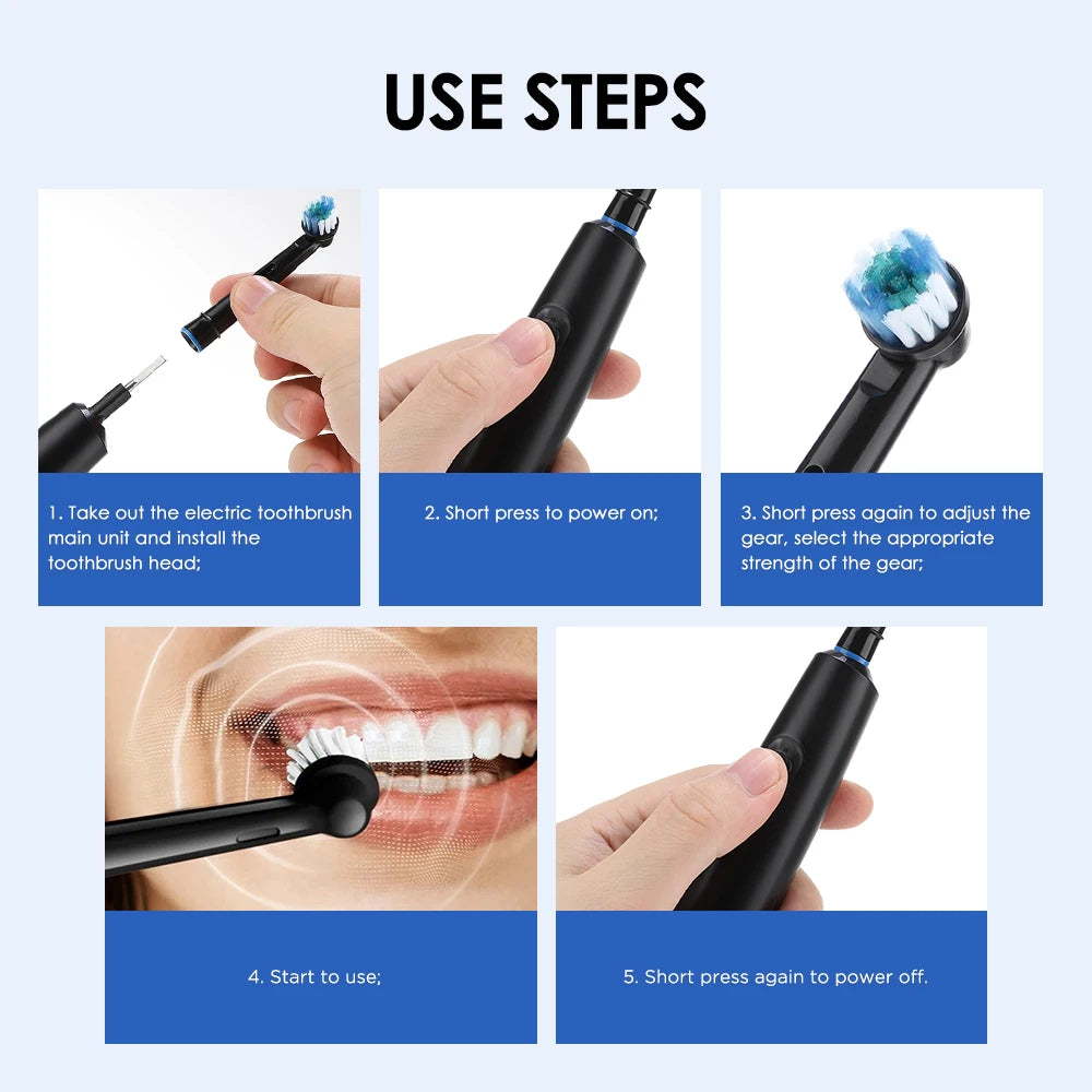 Rotating Electric Toothbrush and Rechargeable Rotary Brush for Oral Hygiene