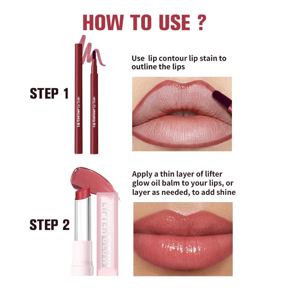 Lip Liner Pencil and Moisturizing Lip Balm Set for Defined Hydrated Daily Makeup Look - 4