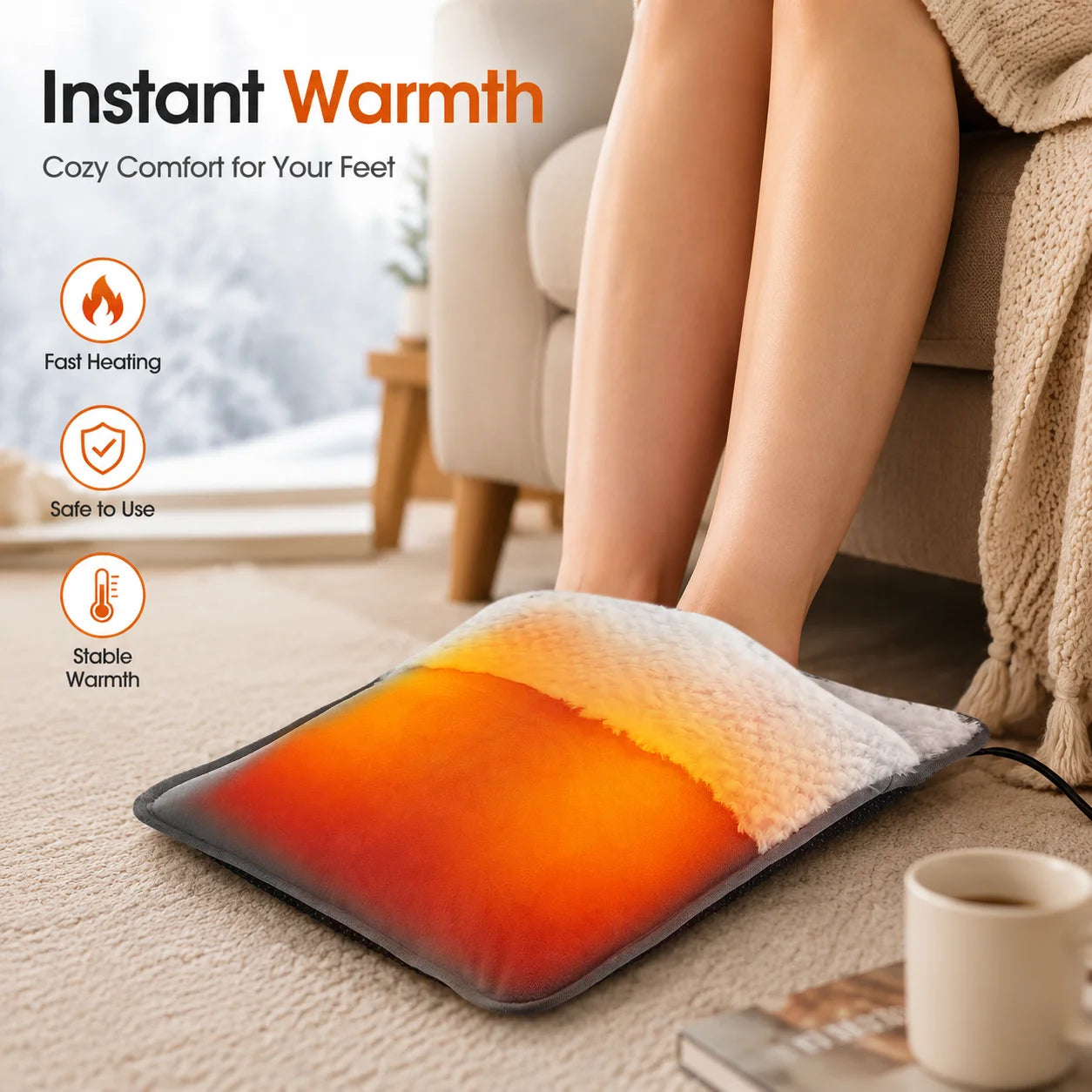 Electric Foot Heating Pad and Warmer Mat for Cold Winter Days at Home or Office - 1