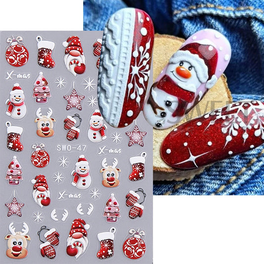 Christmas Nail Stickers and Holiday Art Decals for Festive Winter Manicure Designs