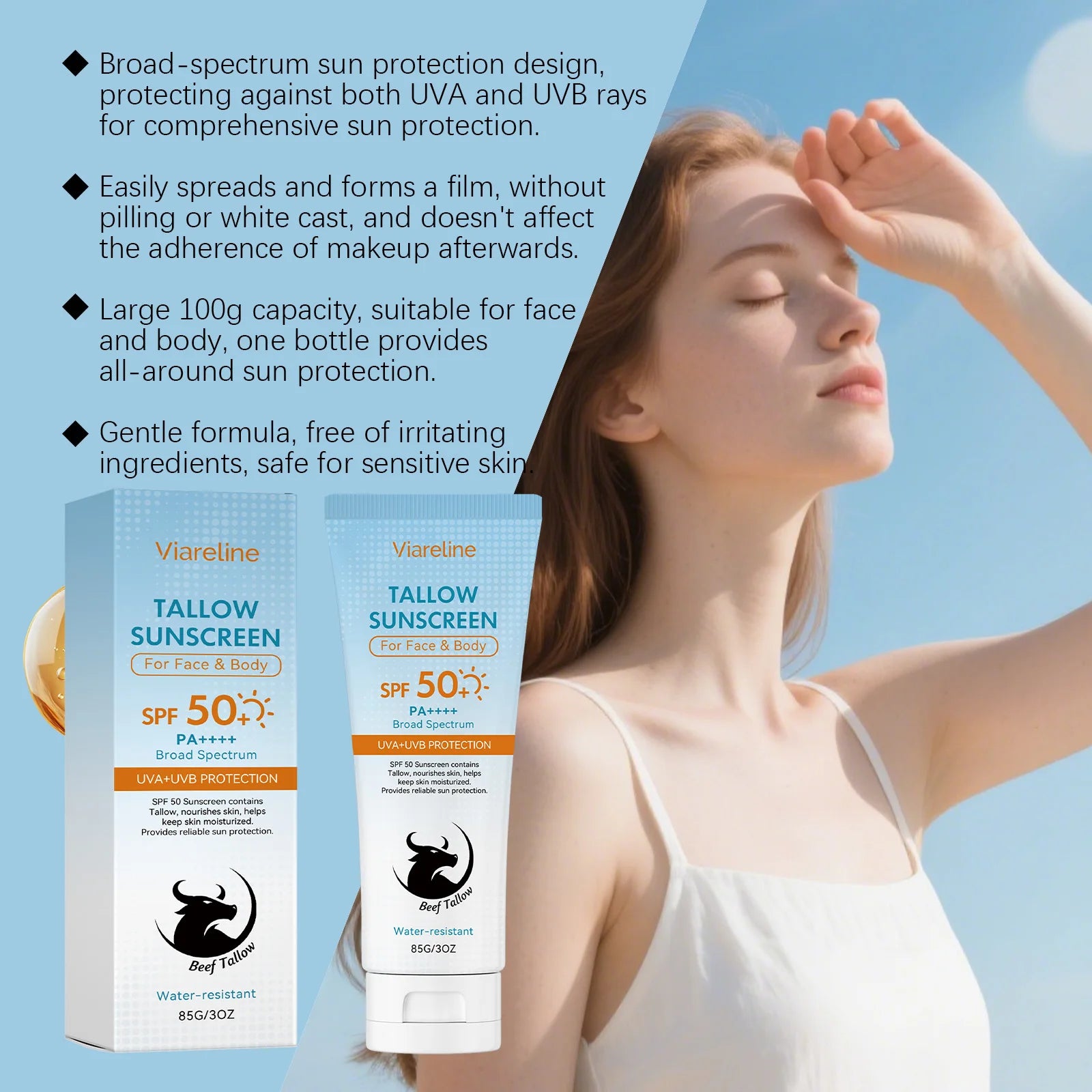 Tallow Sunscreen and Moisturizing SPF Cream for Daily Sun Protection - 12