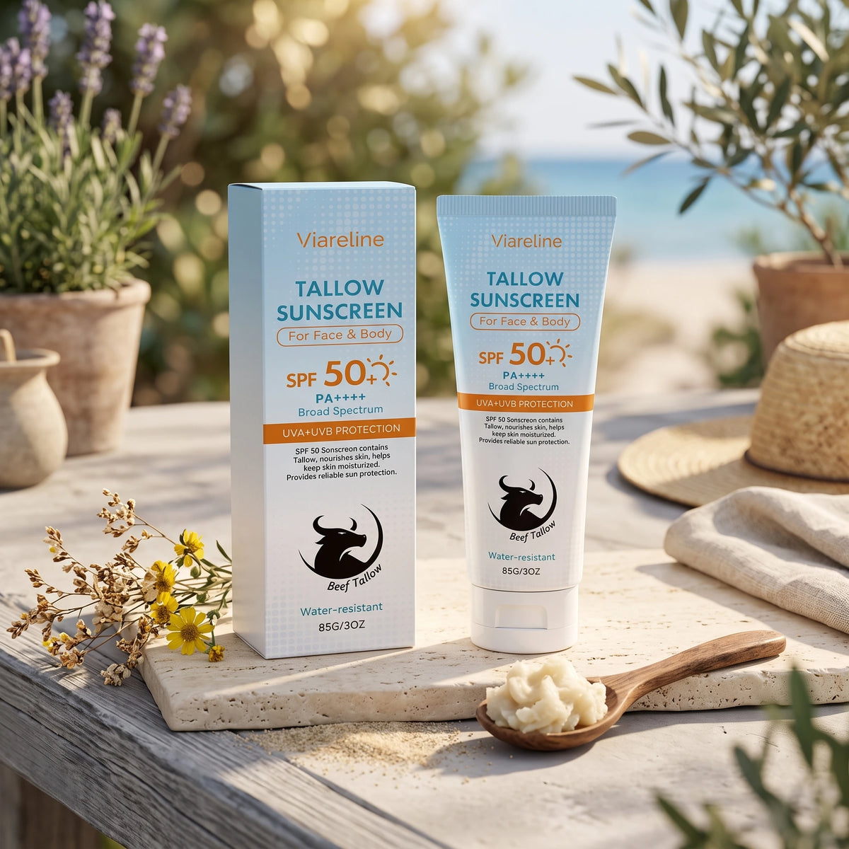 Tallow Sunscreen and Moisturizing SPF Cream for Daily Sun Protection