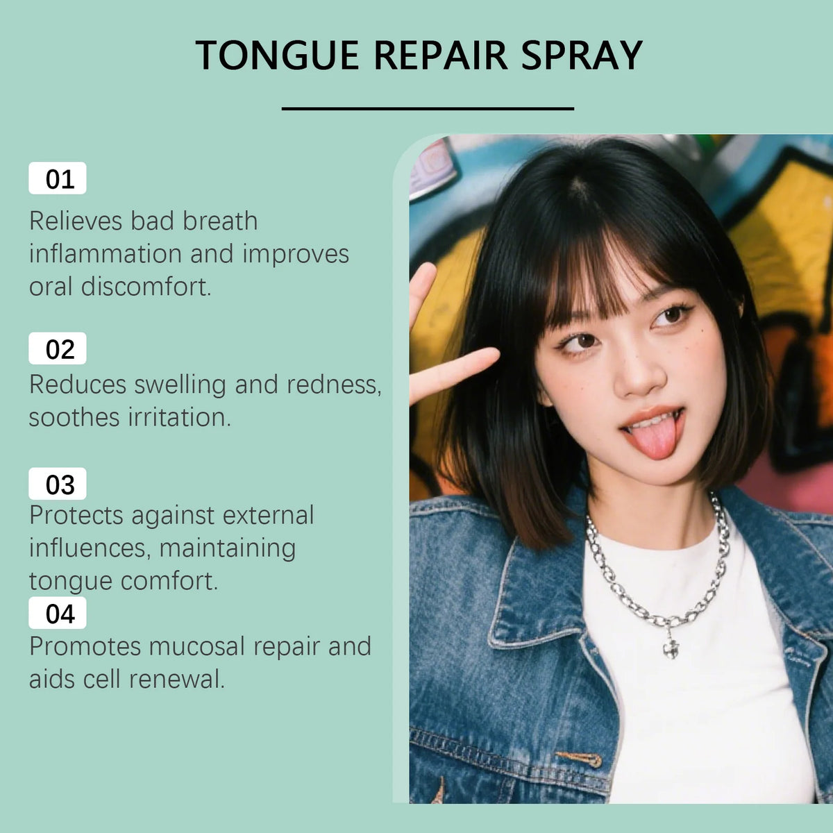 Tongue Repair Spray and Mouth Freshener for Daily Oral Care and Bad Breath