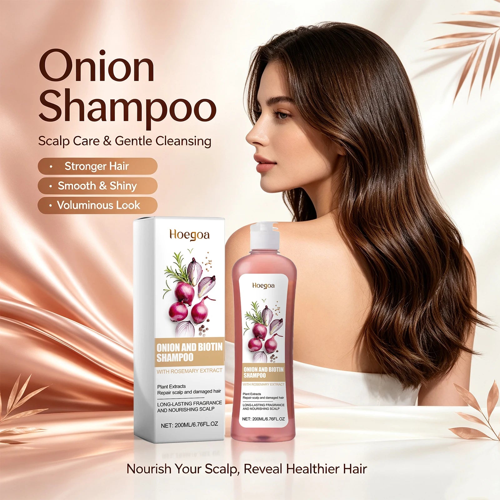 Onion and Biotin Shampoo and Hair Repair Cleanser for Damaged Hair Scalp Care - 3