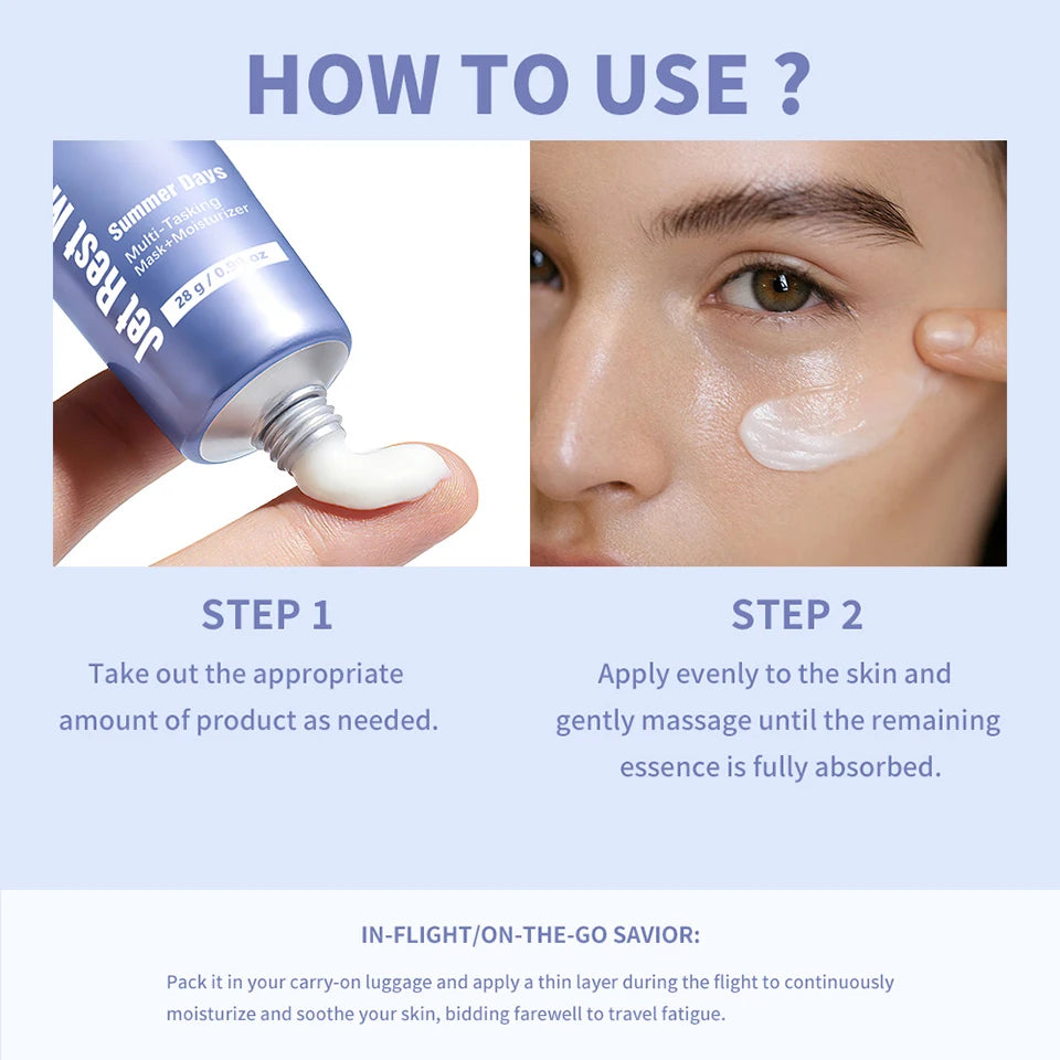Jet Rest Mask and Daily Moisturizer for Dry Skin and Travel Skincare Routine
