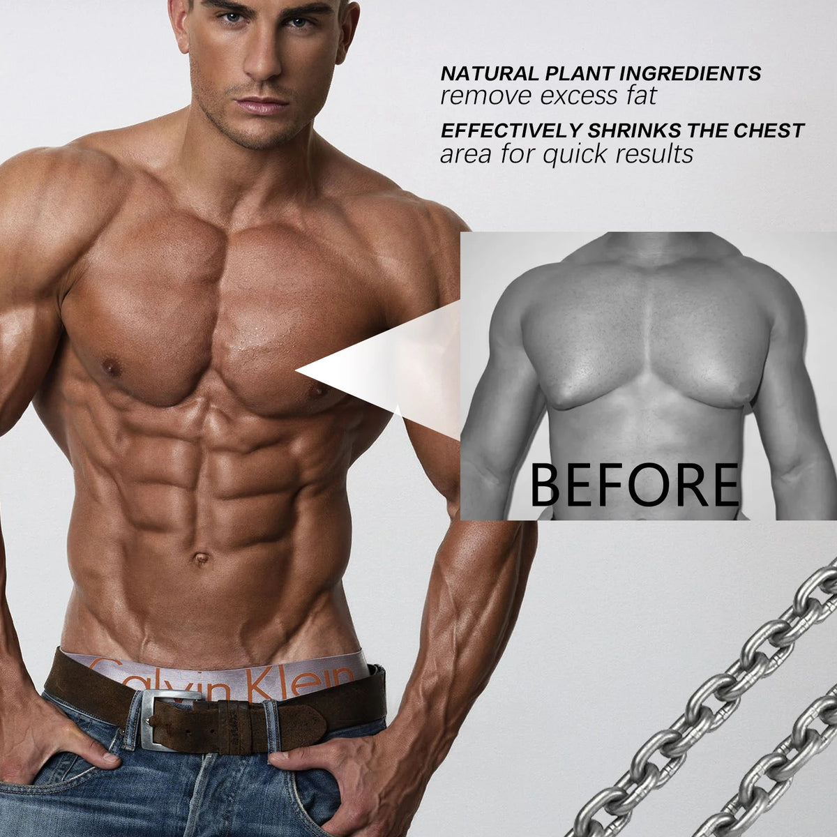Gynecomastia Removal Spray and Chest Fat Reduction Oil for Men Seeking Muscle Shape
