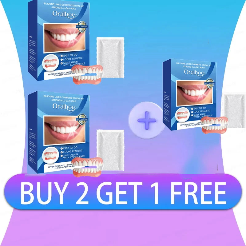 Natural Silicone Dentures and Fake Teeth Set for Instant Smile and Comfort Fit