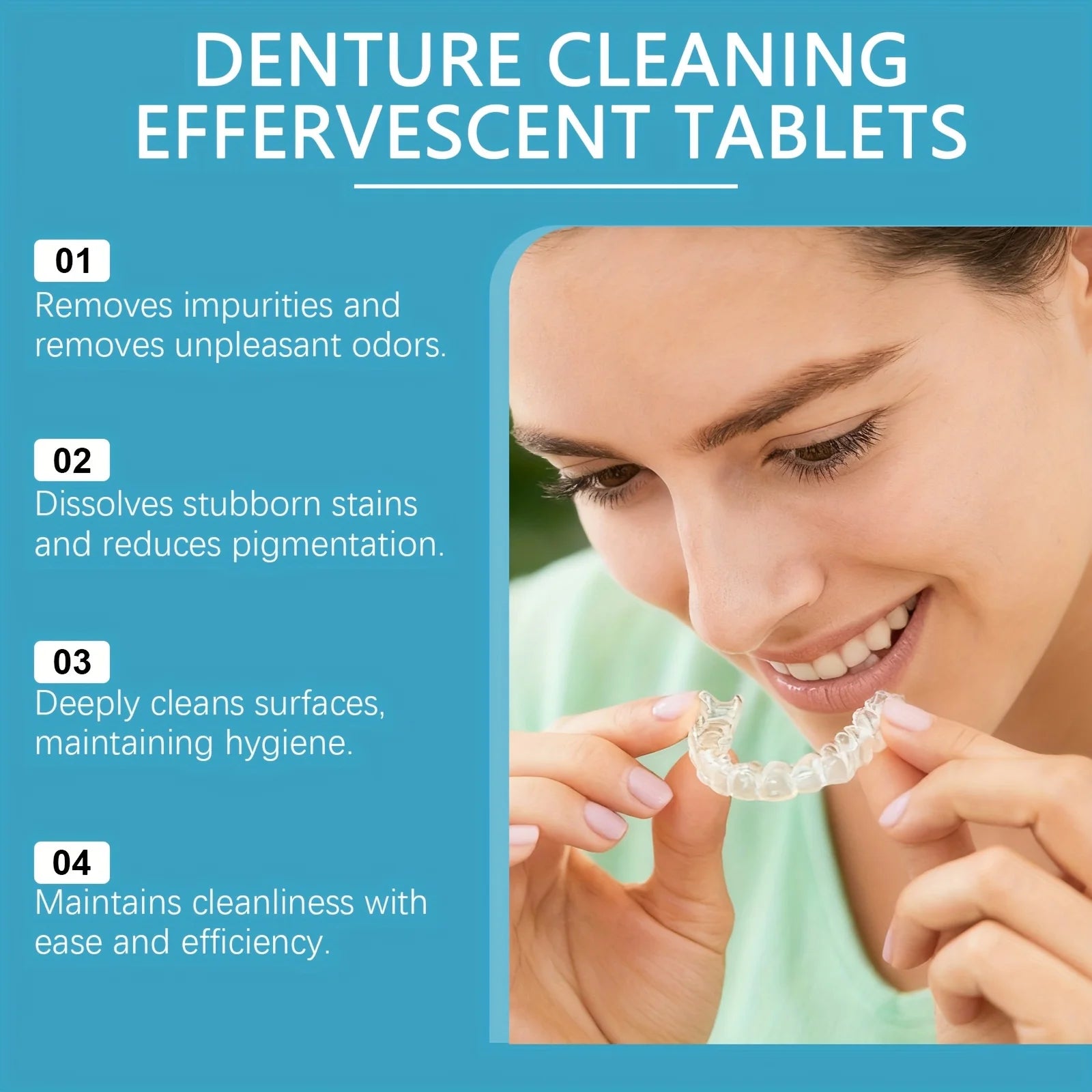 Denture Cleaning Tablets and Effervescent Soak Kit for Daily Dental Hygiene - 3