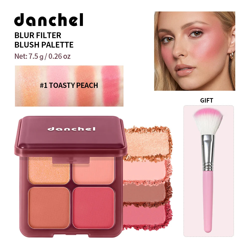 Blur Filter Blush Palette and Cheek Makeup Kit for a Natural Flushed Look - 19