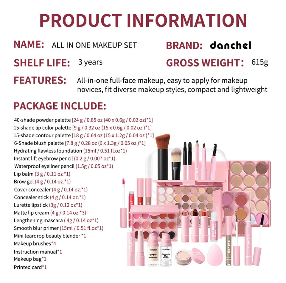 All in One Makeup Kit and Complete Beauty Set for Beginners and Travel Enthusiasts - 19