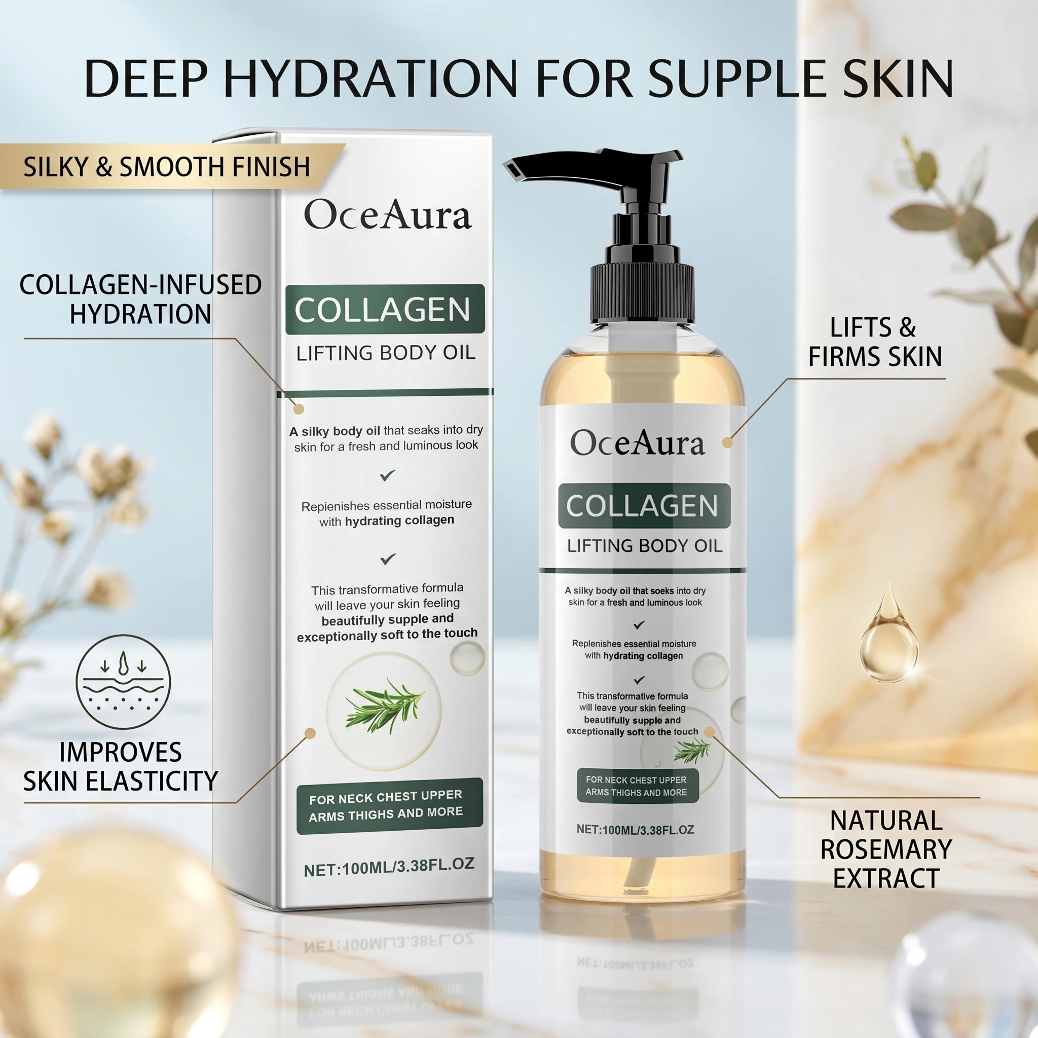 Collagen Body Firming Massage Oil and Tightening Skin Serum for Daily Body Care - 2