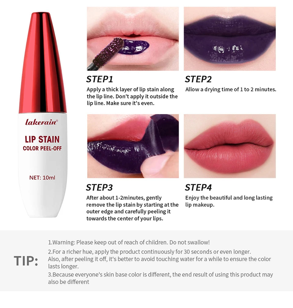 Peel off Lip Gloss and Long Lasting Lip Stain for Daily Makeup and Bold Looks