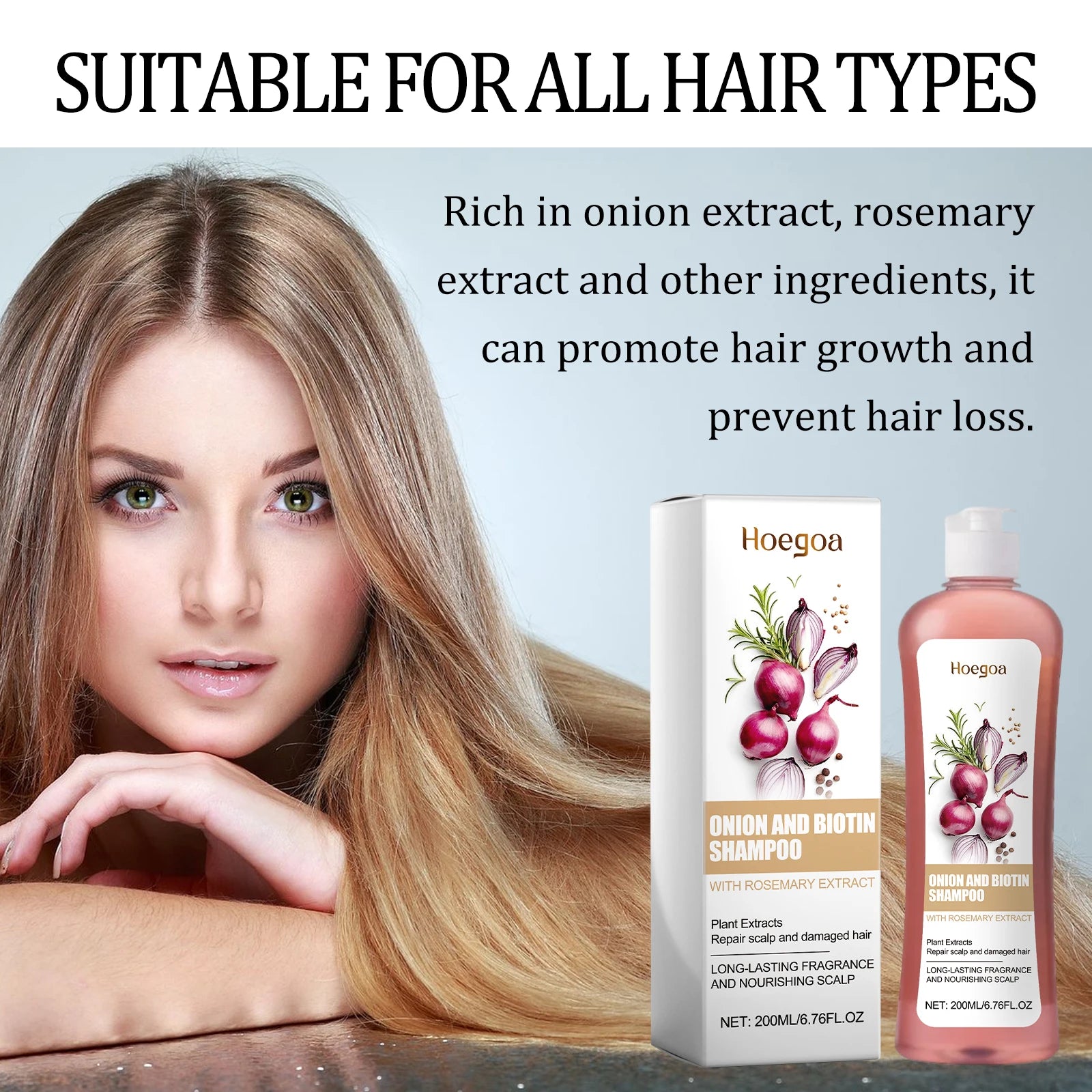 Onion and Biotin Shampoo and Hair Repair Cleanser for Damaged Hair Scalp Care - 9
