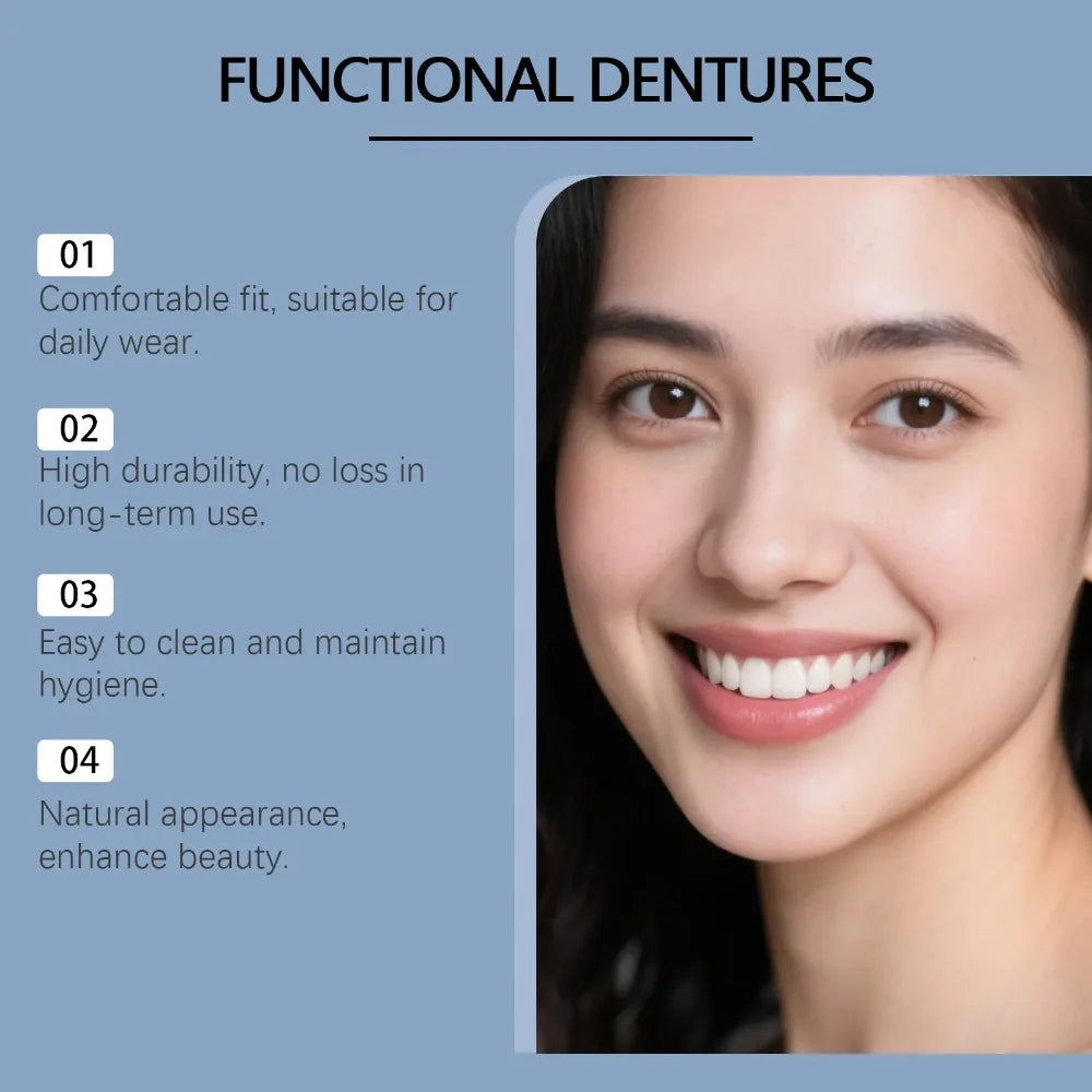 Silicone Dentures and Cosmetic False Teeth for Temporary Tooth Loss and Smile Restoration