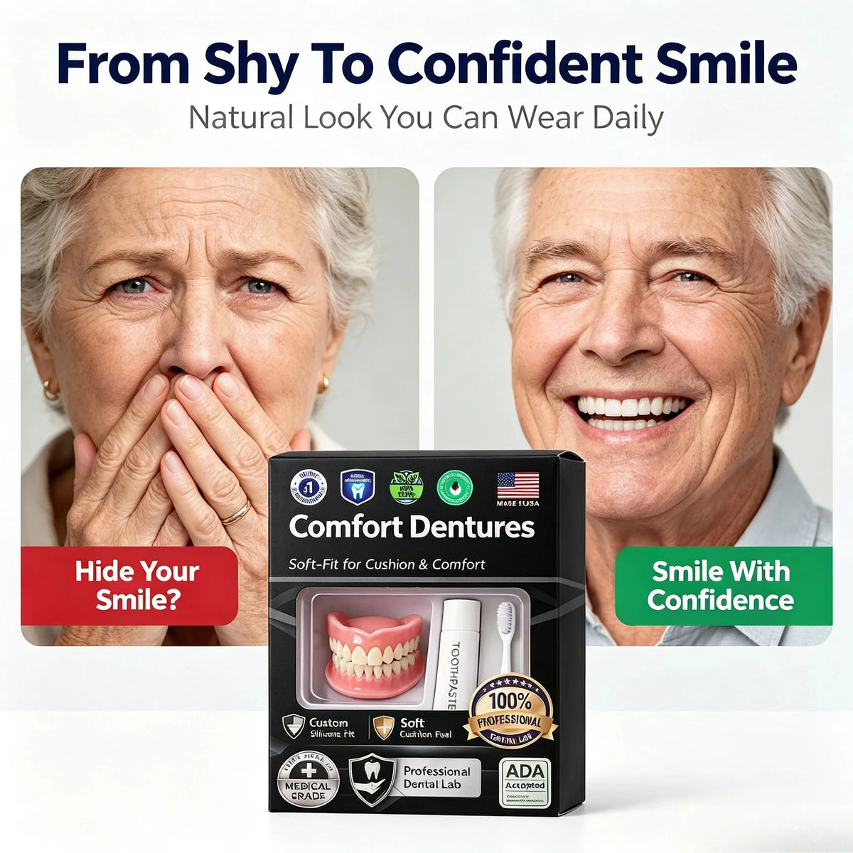 Moldable Silicone False Teeth and Instant Smile Veneers for Daily Cosmetic Use