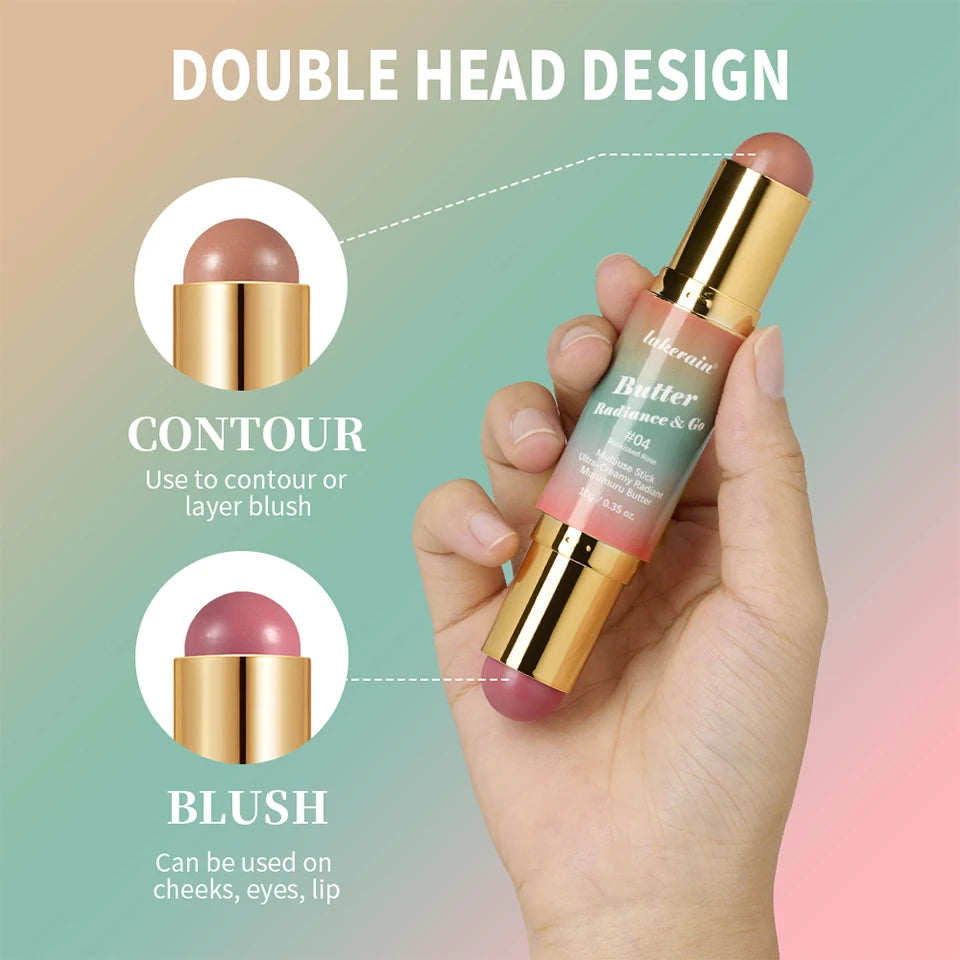 Double Headed Bronzer and Blush Stick for Quick Makeup Routines and Face Contouring - 13